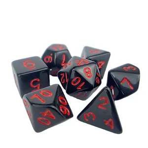 Black Solid Dices DND Polyhedral TRPG Colored Multi Colors Custom 7PCS Per Set Plastic Dices Set