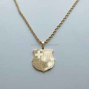 Collar con Colgante del FC <span class=keywords><strong>Barcelona</strong></span> con Opción de Grabado, Acero Inoxidable, Collar de Fútbol, Joyería Deportiva - Product Image 1