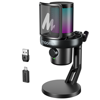 Microphone de jeu sans fil Maono DM40 Pro USB avec modification vocale IA, moniteur direct pour ordinateur et téléphone portable, logiciel inclus