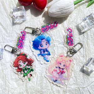 Customized Japanese Man Beautiful Girl Warrior Water Ice Moon Q Edition Image <b>Keychain</b> Card <b>Keychain</b> Acrylic Accessories - Product Image 3