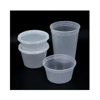 8oz 12oz 16oz 24oz 32oz Plastic soepbekers, voedselcontainers, magnetronbestendig, wegwerpbaar, lekvrij, rond, transparant, afhaalbekers