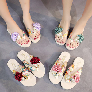 Chanclas de Playa de Verano para Mujer, Estilo Coreano, con Suela Gruesa, Antideslizantes, con Tacón de Cuña y Flores, para Uso en Exteriores, Aptas para Padres e Hijos - Product Image 3