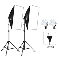 Kit d'éclairage Softbox PULUZ 2 pièces 50x70cm, équipement de photographie de studio photo, trépied 140CM, 8 ampoules E27 20W 5700K