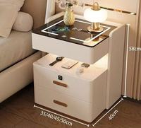 Table de chevet moderne intelligente, directement du fabricant, avec plateau en verre trempé, 3 tiroirs, charge sans fil, pour appartement, maison, chambre, hôtel