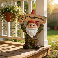 Figurine de gnome nain artificiel personnalisé en résine, sculpture de dessin animé, panneau de bienvenue, décoration paysagère pour extérieur, parc, centre commercial, jardin, artisanat