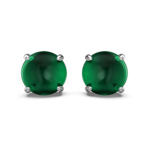 Boucles d'oreilles clous en argent S925 Dylam Elegance Design, forme cercle, jade vert, pour accessoires de tenue quotidienne - Product Image 1