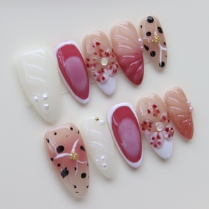<span class=keywords><strong>Uñas</strong></span> <span class=keywords><strong>Postizas</strong></span> Hechas a Mano con Diseño de Almendras, Flores 3D, Estampado de Leopardo, Degradado de Perlas <span class=keywords><strong>Rosa</strong></span>, Reutilizables, Venta al Por Mayor, Personalizadas OEM - Product Image 2