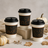 Gobelet en carton à double paroi motif sorcière et balai, isolé, personnalisé, 16 oz, écologique, pour fêtes d'automne et cadeaux