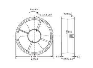 <span class=keywords><strong>Ventilateur</strong></span> axial AC ANNEWELL 254 mm 25489 à haut régime, 254x254x89 mm, 220 V, <span class=keywords><strong>d</strong></span>ébit <span class=keywords><strong>d</strong></span>'<span class=keywords><strong>air</strong></span> maximal pour la ventilation industrielle et agricole, ventilateurs <span class=keywords><strong>d</strong></span>'évacuation - Product Image 3