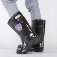 Bottes de travail imperméables en PVC noir, résistantes à l'usure, anti-salissures, faciles à nettoyer, pour la construction, l'industrie alimentaire, l'abattoir