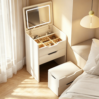 Coiffeuse pour petites chambres : Miroir rabattable minimaliste et coffre de rangement tout-en-un, table de maquillage de luxe léger