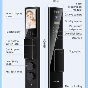 Qleung S555 <b>Smart</b> <b>Lock</b> Black 3D Face Recognition Fingerprint App Control Door <b>Lock</b> - Product Image 4