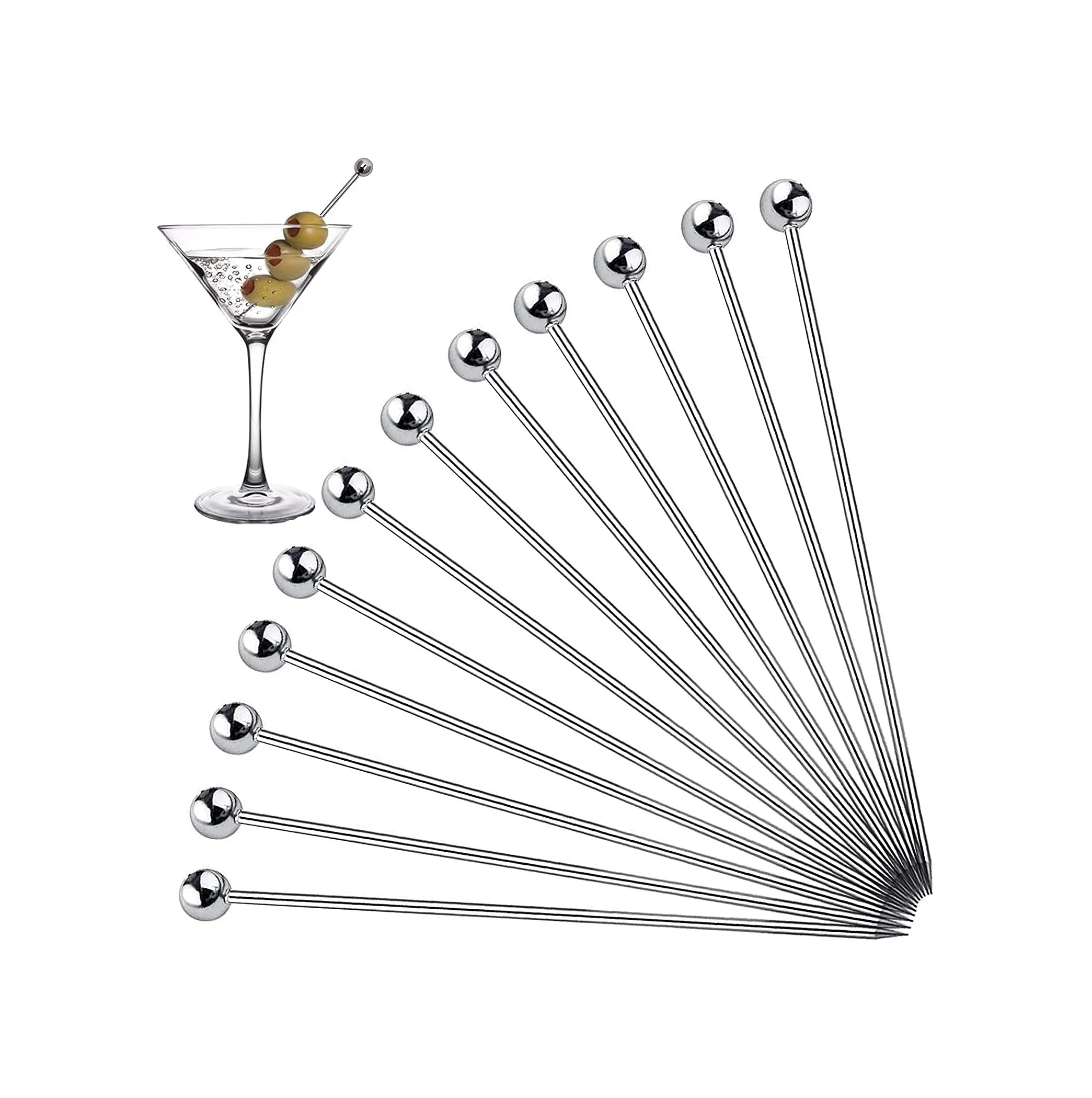 Aangepaste Roestvrijstalen Martini Kiest Herbruikbare Metalen Cocktailspiesjes