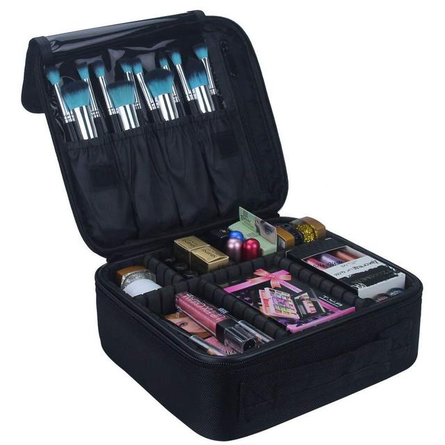 Adjustable Dividers Fashion Pu Material Large Capacity Portable Train Case Makeup Bag Zipper Closure Travel Artist Storage China