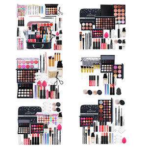 Palette de fards <span class=keywords><strong>à</strong></span> paupières tout-en-un, rouge <span class=keywords><strong>à</strong></span> lèvres liquide longue tenue, mascara, éponge, coffret cadeau de maquillage beauté <span class=keywords><strong>à</strong></span> prix réduit - Product Image 1