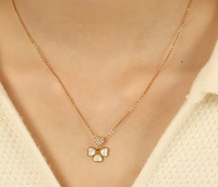 Colliers de mode 2024 vente en gros en acier inoxydable plaqué or Hotan Jade amour diamant ensemble trèfle à quatre feuilles collier sans ternissement