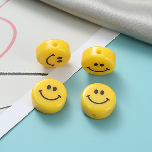 Cuentas Acrílicas Planas con Cara <span class=keywords><strong>Sonriente</strong></span> en Amarillo, de 6, 8, 10, 12, 14 y 16 mm, para la Fabricación de Pulseras y Collares - Product Image 2