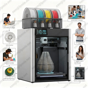 Imprimante <span class=keywords><strong>3D</strong></span> FDM stéréoscopique haute vitesse EU/UK Bamboo Lab H2s avec surveillance IA, aspiration externe, refroidissement, séchage et multicolore - Product Image 6
