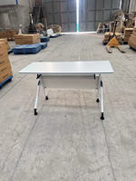 Bureau d'entraînement pliable en contreplaqué pour deux personnes avec tiroirs, table de conférence robuste et stable pour le bureau et l'école