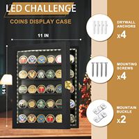 Boîte de présentation pour médailles militaires avec éclairage LED, taille personnalisée, cadre en bois avec verre acrylique HD, étagères amovibles à 2 fentes
