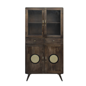 Armoire en bois de manguier massif et MDF avec étagères, unité de rangement en bois pour la maison et le bureau, avec texture de bois naturel - Product Image 2