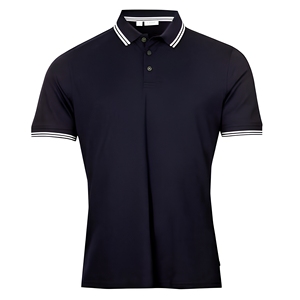 Polo de Manga Corta Azul Marino para Hombre, Color Sólido, Informal, Tejido Oxford, Diseño con Cuello Abotonado - Product Image 1