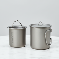 Mug de camping ultraléger en titane pur de 450 ml avec infuseur à thé et couvercle - Tasse à café portable pour le camping et la randonnée