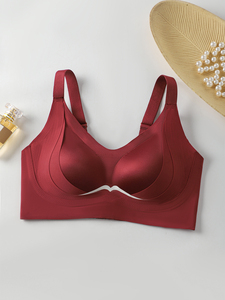 บราไร้โครงแบบถักไร้ตะเข็บ ระบายอากาศได้ดี ไซส์ใหญ่พิเศษ 3XL สำหรับสาวเอเชียตะวันออกเฉียงใต้ สีพื้น ไนลอน คัพ 3/<span class=keywords><strong>4</strong></span> แบบดันทรง - Product Image 5