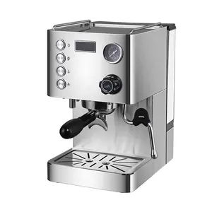 Abd ve İngiltere fişleri ile uyumlu otel ev kullanımı için yarı otomatik paslanmaz çelik Espresso kahve makinesi akıllı ve elektrik