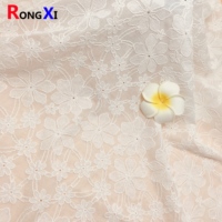 Prix de gros RXF2207 broderie de fleurs 3D coton oeillet dentelle blanc tissu personnalisé décontracté Piqué pour robes de femmes