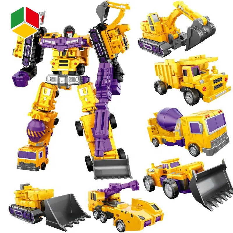 QS ของเล่นหุ่นยนต์6 In 1ขนาดใหญ่ G1 Devastator,ของเล่นรถหุ่นยนต์โลหะ DIY โมเดลวิศวกรรมยานยนต์การเปลี่ยนรูปของเล่นแขนสามารถใส่ได้