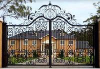 Portail double en fer forgé Prima, porte de jardin décorative avec pointe en fer forgé pour cour et propriété