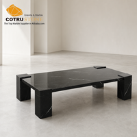 Table basse rectangulaire en marbre noir Cotrustone Nero Marquina, table centrale en pierre polie, mobilier de luxe pour salon