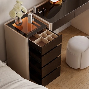 <strong>Contemporary</strong> <strong>Dressing</strong> <strong>Table</strong> Durable MDF Board Makeup Vanity with Integrated Chest Tempered Glass Top Vanity <strong>Table</strong> for Bedroom - Product Image 4