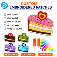 Patchs thermocollants en chenille brodés à la main en forme de biscuits hamburger pour vêtements - Vente en gros
