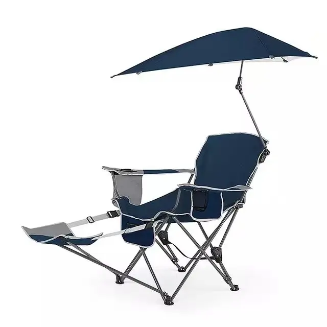 Taşınabilir kral katlanır çadır popüler lüks uzun geri kamp sandalyesi ile güneşlik plaj katlanır sandalye