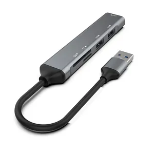 Hub USB portátil inteligente 5 en 1, lector de tarjetas SD/TF de alta velocidad, tres interfaces de transferencia 3.0usb, lector de tarjetas USB C pro pad USB C Hub