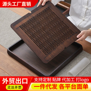 Kung Fu tea tray, water <b>storage</b> and drainage tea <b>table</b>, square bamboo tea tray, <b>small</b> size for one person, wholesale available - Product Image 4