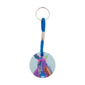 Porte-clés rond en bouleau, merchandising personnalisé - Product Image 3