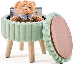 Peluş Faux kürk sandıklı tabure cabrio sehpa gizli depolama organizatör oturma odası yatak odası dekoru çıkarılabilir tepsi ile - Product Image 1