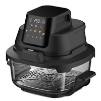 Friteuse à air en verre 5L, friteuse visuelle 1500W avec écran tactile numérique, four de cuisson sain sans huile pour la cuisine familiale
