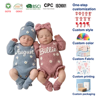 Combinaison pour bébé nouveau-né unisexe à manches longues avec broderie florale, taille 0-12 mois, première combinaison tricotée pour garçons et filles