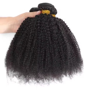 Brazil Trinh Nữ 100% Remy phần mở rộng tóc afro <span class=keywords><strong>kinky</strong></span> xoăn dệt 1/3 bó đôi sợi Ngang Nhuộm tự nhiên phần mở rộng tóc người - Product Image 4