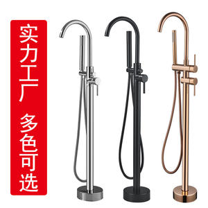 Colonne de douche sur pied avec pommeau de douche pluie, cartouche en laiton chromée, 2 poignées pour baignoire et salle de bain - Product Image 4