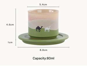 Оптовая продажа, ближневосточные арабские кружки ручной работы, 80 мл, эспрессо, глиняные кружки, керамические чайные чашки, маленькие кофейные чашки, набор блюдца - Product Image 3