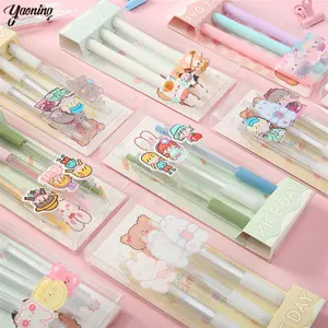 New school and office supplies products for usa latest top selling 3pcs/pack kawaii gel ink pen stationery set for women