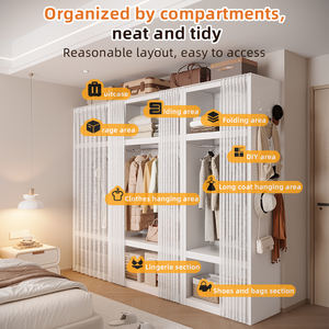 Armoire robuste avec grande capacité de rangement et capacité de charge élevée, organisateur de chambre à coucher, penderie spacieuse avec panneau perforé, armoire en acier - Product Image 2