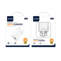 Chargeur USB 2.4A à port unique, adaptateur mural prise UK AC100-240V, charge rapide pour téléphone et tablette YG05