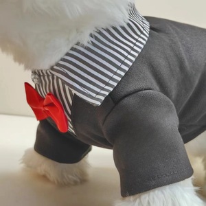 Traje para Perro, Conjunto de Primavera para Cachorro, Corbata de Moño Negra, Conjunto de Dos Piezas, Ropa para Perro, Camisa Elegante y Transpirable - Product Image 2