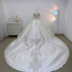 Jancember JJ70 Exclusivo Satén Cuello cuadrado Satén Cristal Boda Imperio Vestido largo de tren - Product Image 2